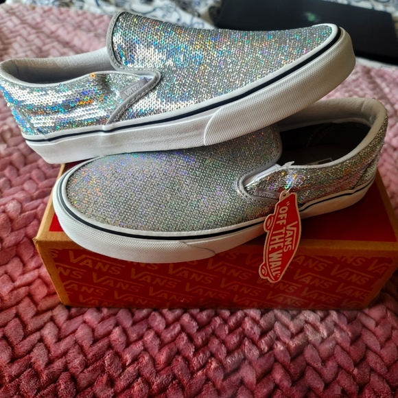 vans sequin slip ons